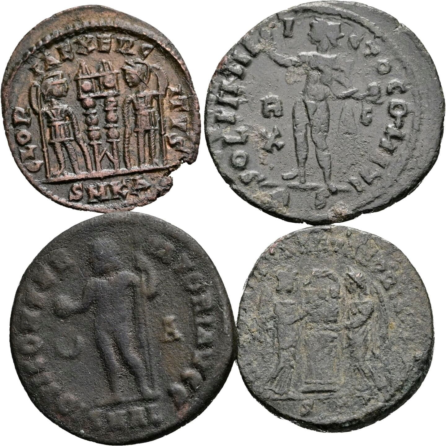 Lot 4 Stück spätrömische Bronzemünzen – Rückseite