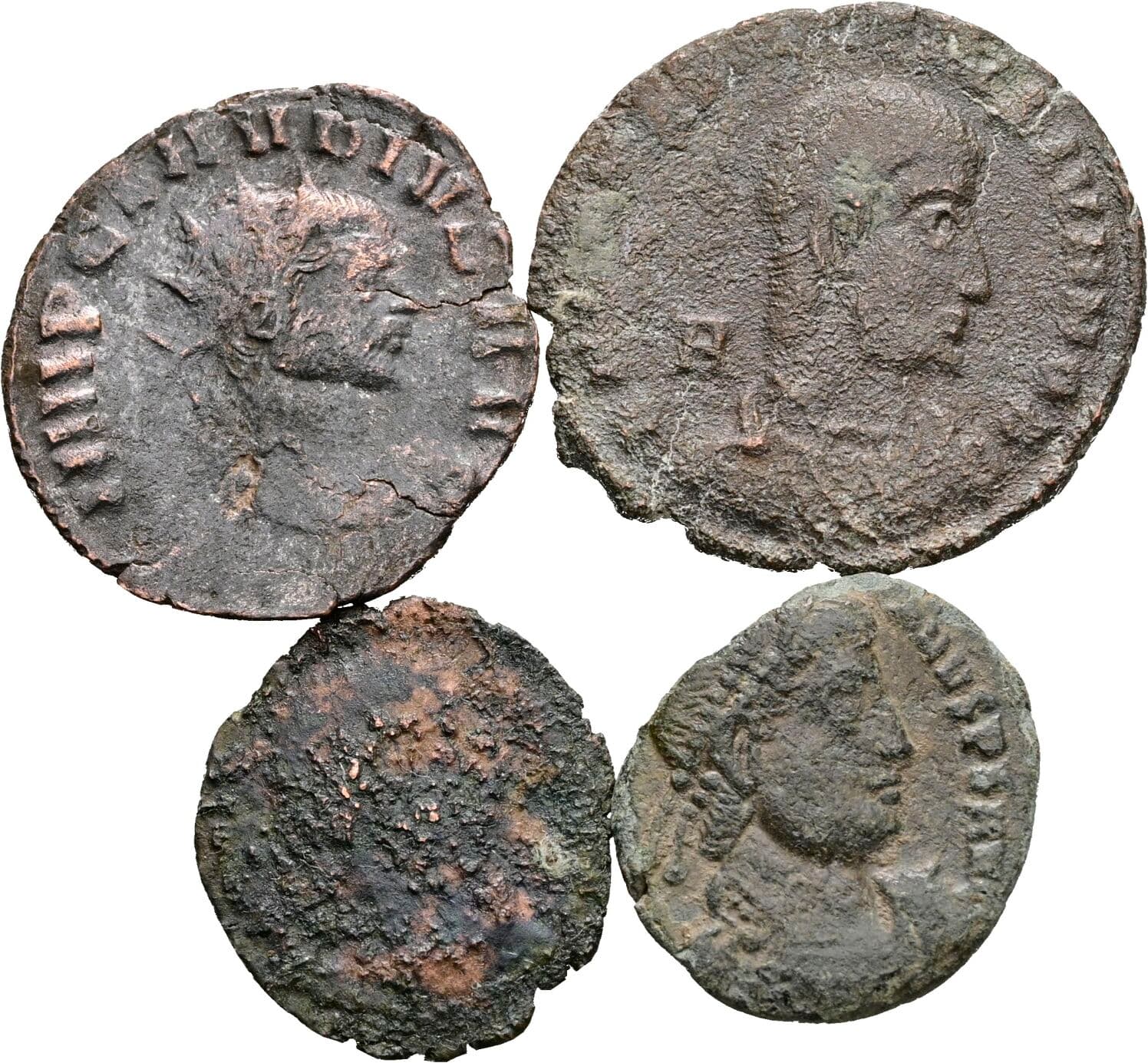 Lot 4 Stück spätrömische Bronzemünzen