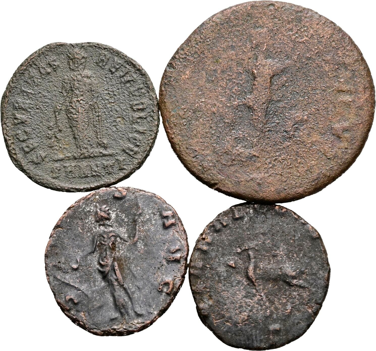 Lot 4 Stück spätrömische Bronzemünzen