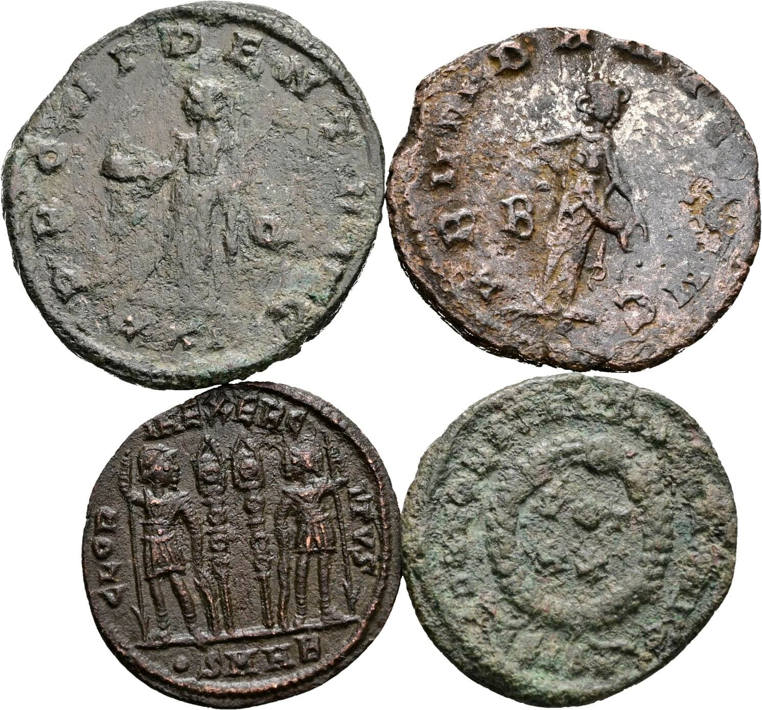 Lot 4 Stück spätrömische Bronzemünzen – Rückseite
