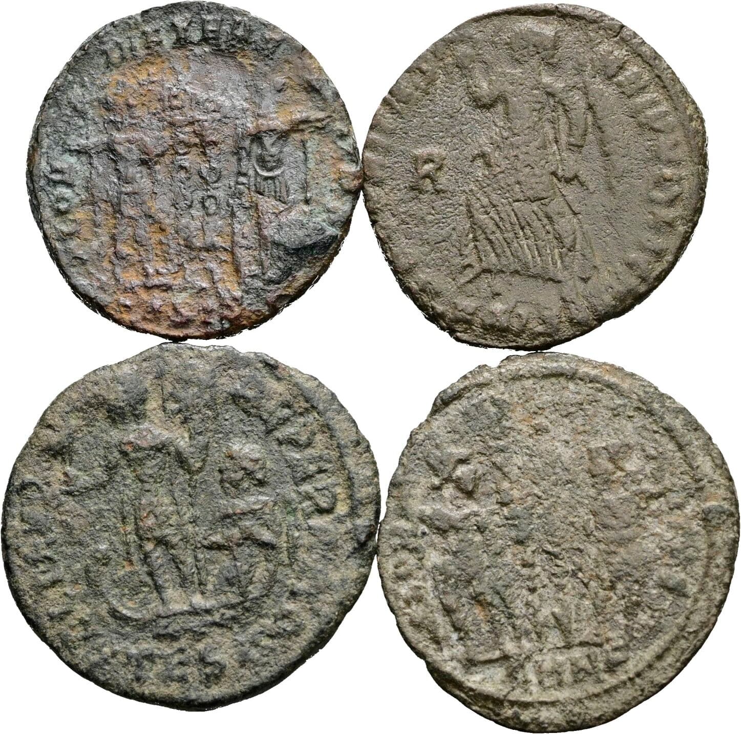 Lot 4 Stück spätrömische Bronzemünzen – Rückseite