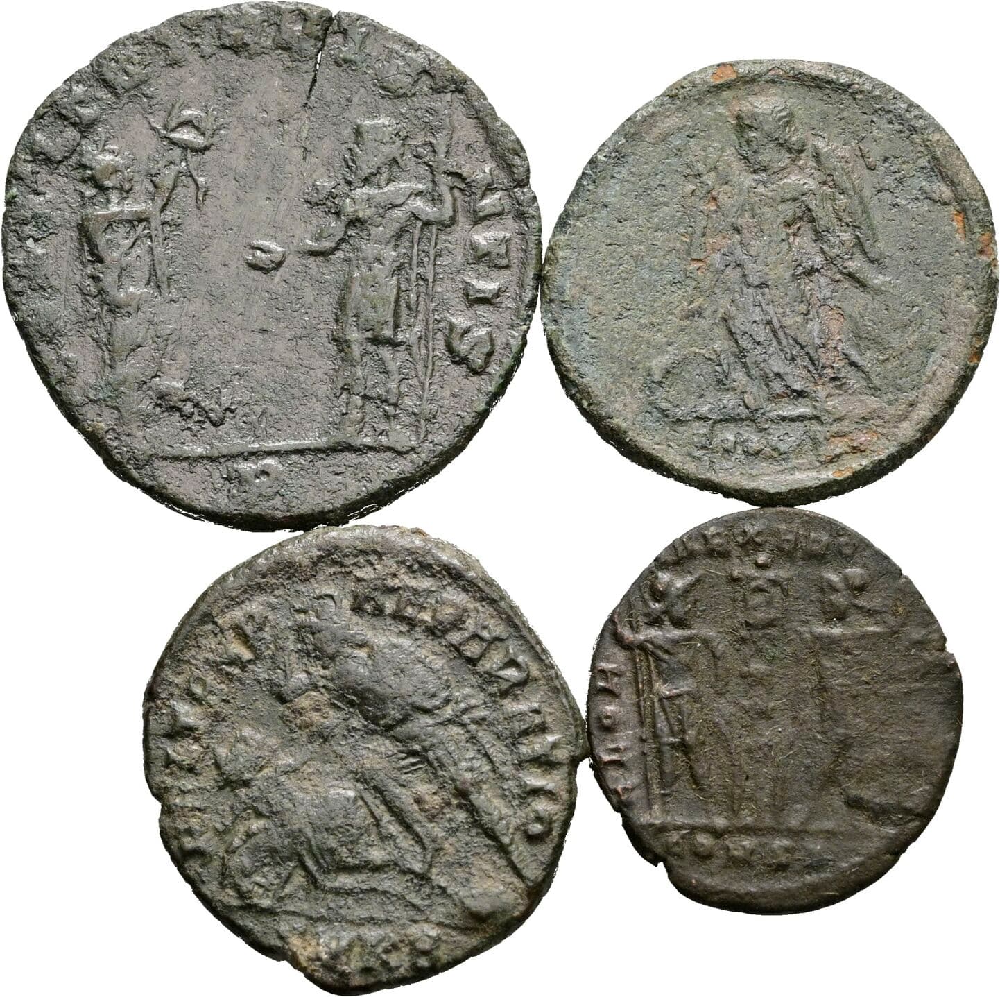 Lot 4 Stück spätrömische Bronzemünzen – Rückseite
