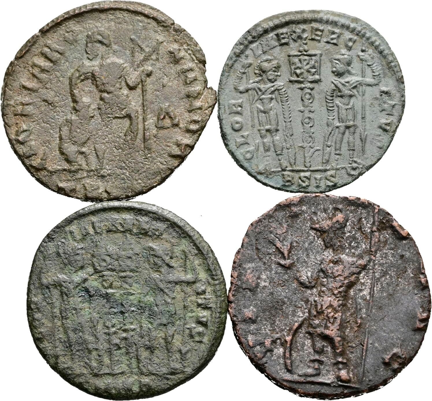 Lot 4 Stück spätrömische Bronzemünzen – Rückseite