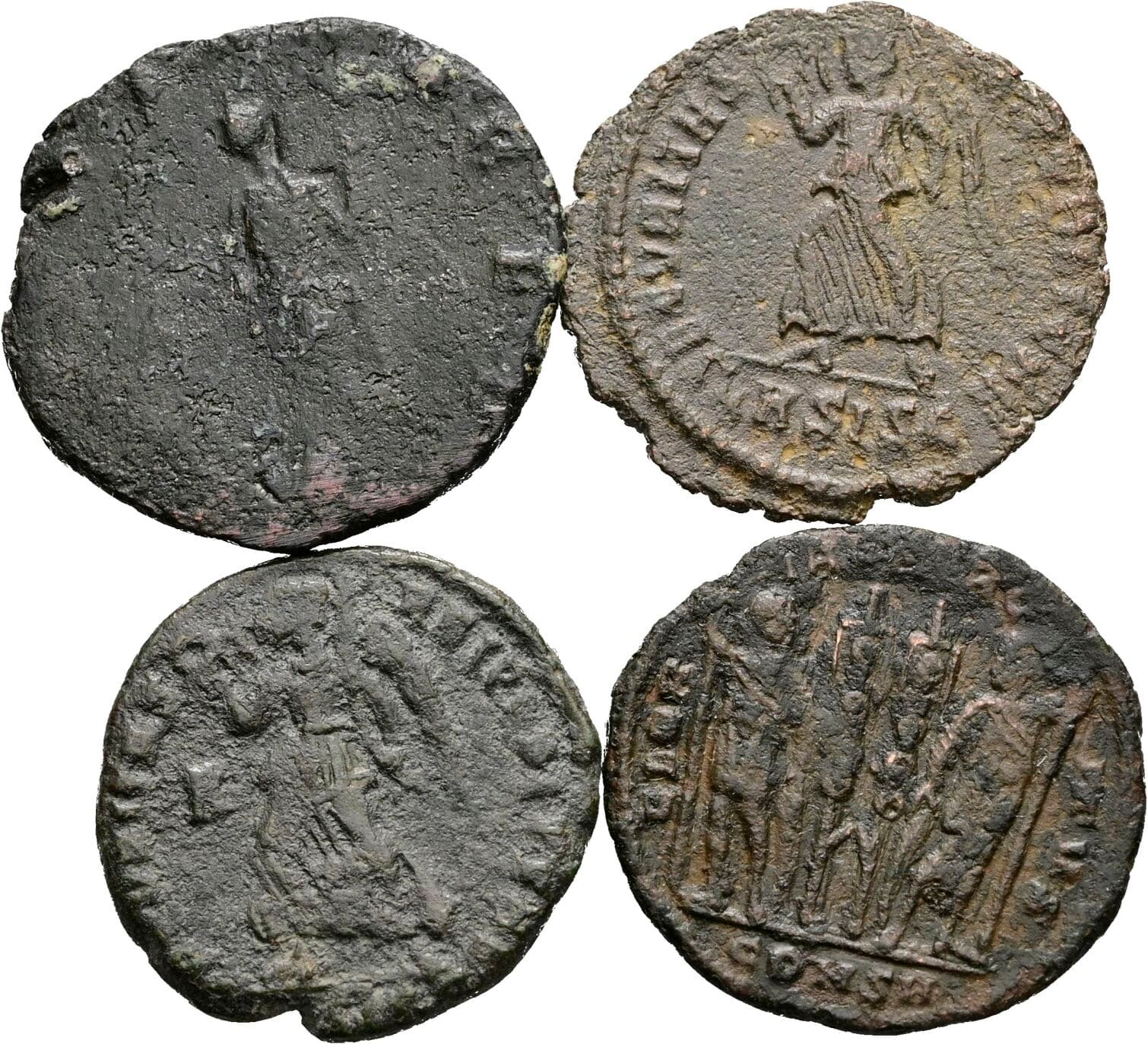 Lot 4 Stück spätrömische Bronzemünzen – Rückseite
