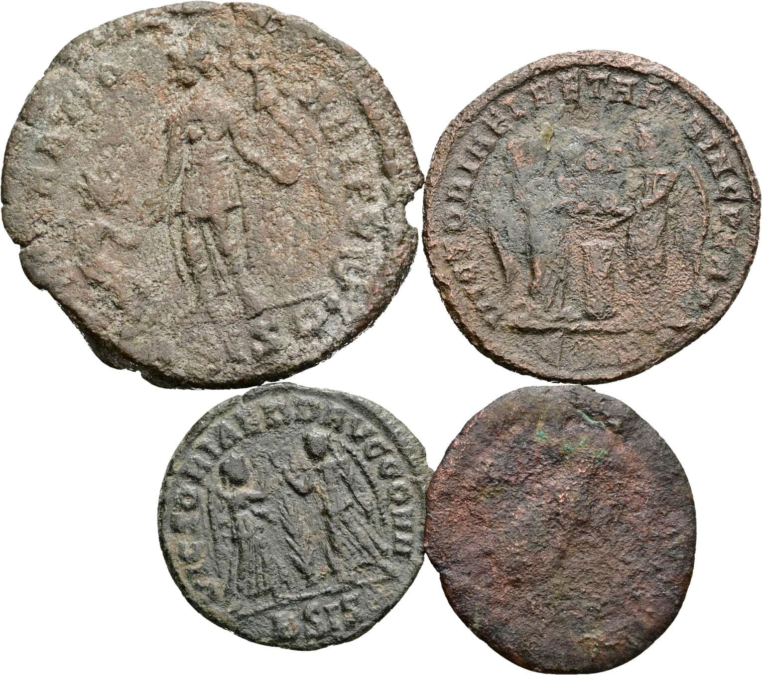Lot 4 Stück spätrömische Bronzemünzen