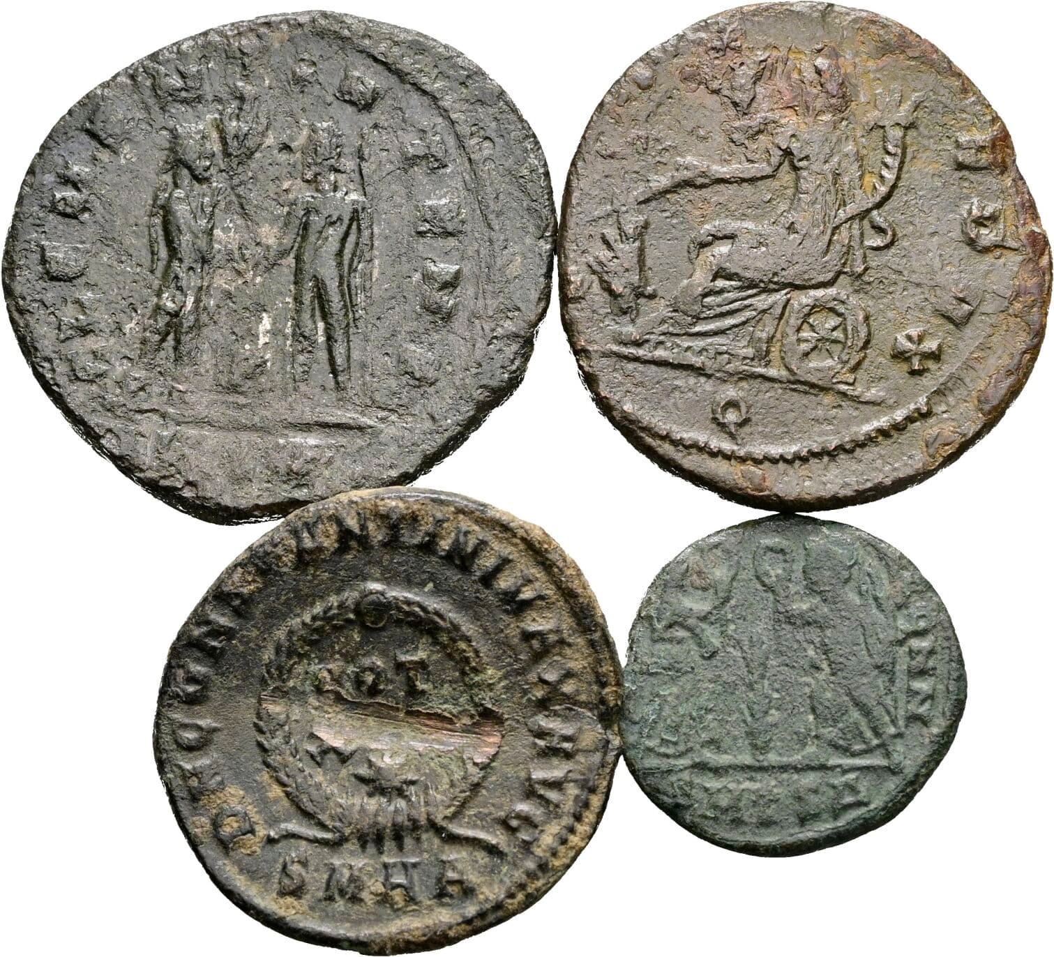 Lot 4 Stück spätrömische Bronzemünzen – Rückseite