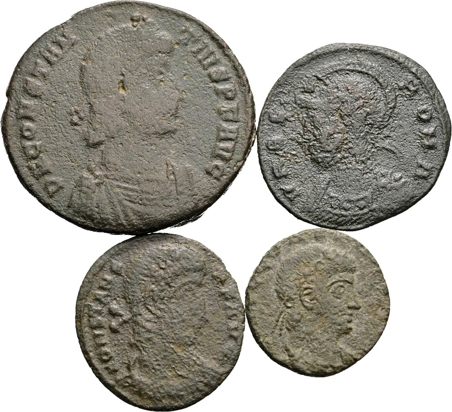 Lot 4 Stück spätrömische Bronzemünzen