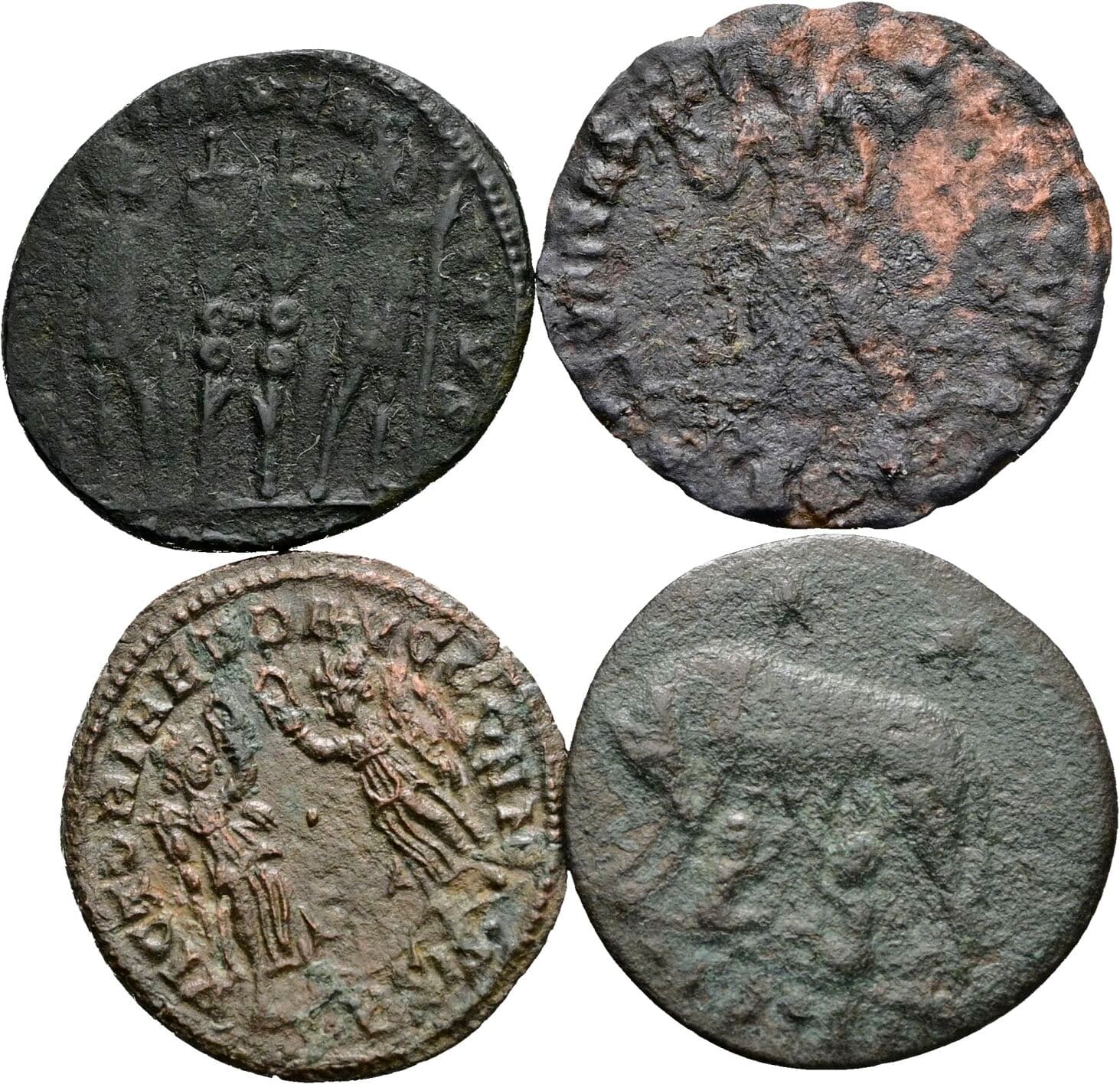 Lot 4 Stück spätrömische Bronzemünzen