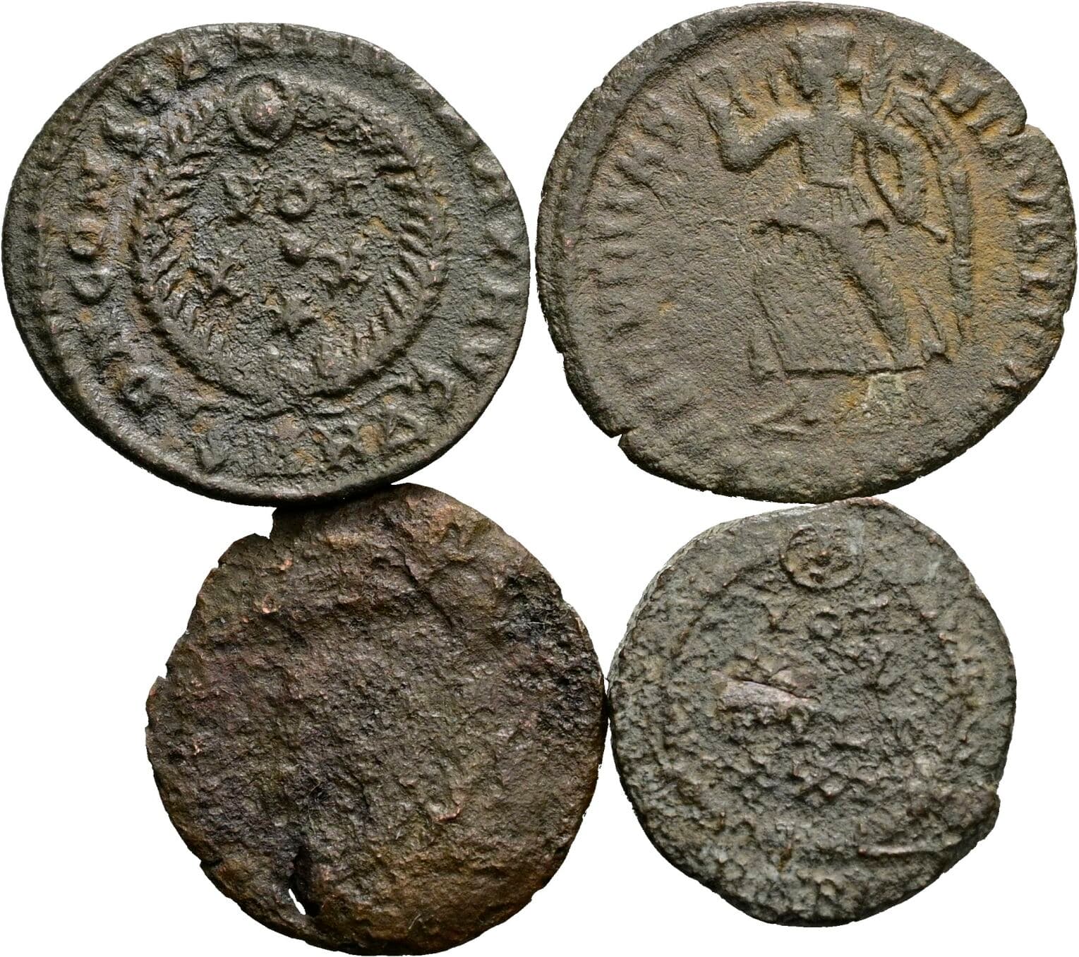 Lot 4 Stück spätrömische Bronzemünzen