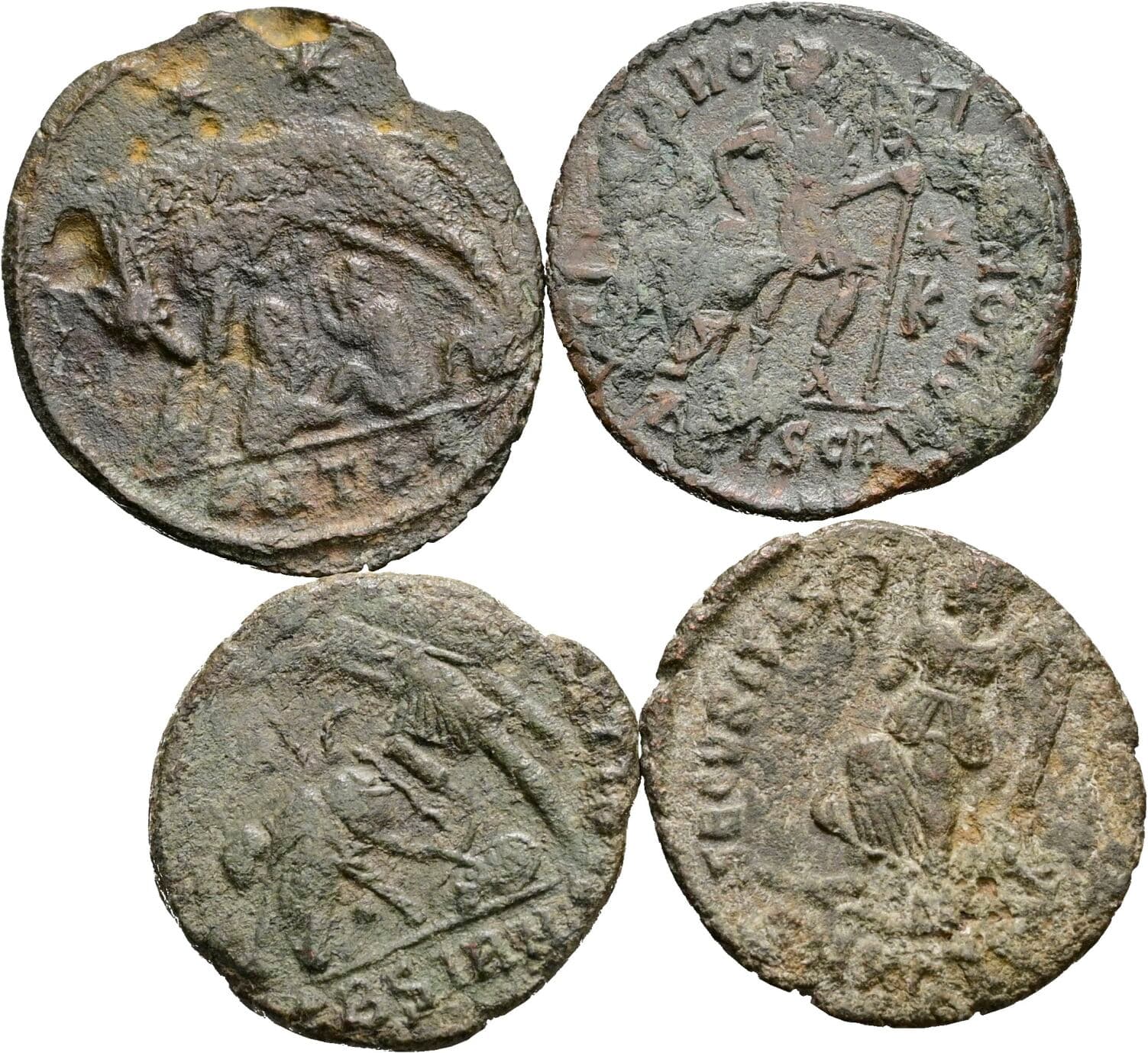 Lot 4 Stück spätrömische Bronzemünzen – Rückseite