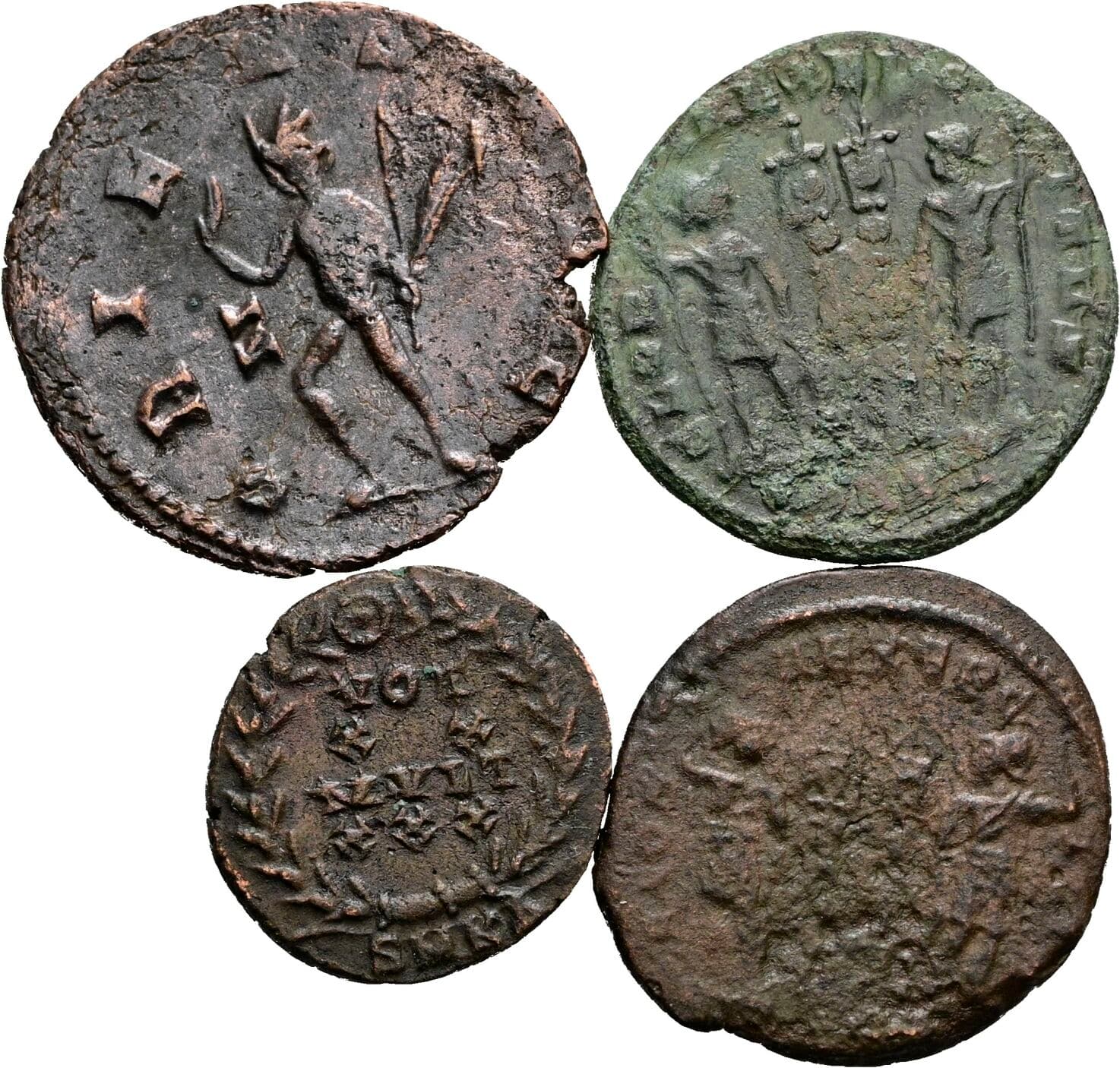 Lot 4 Stück spätrömische Bronzemünzen – Rückseite