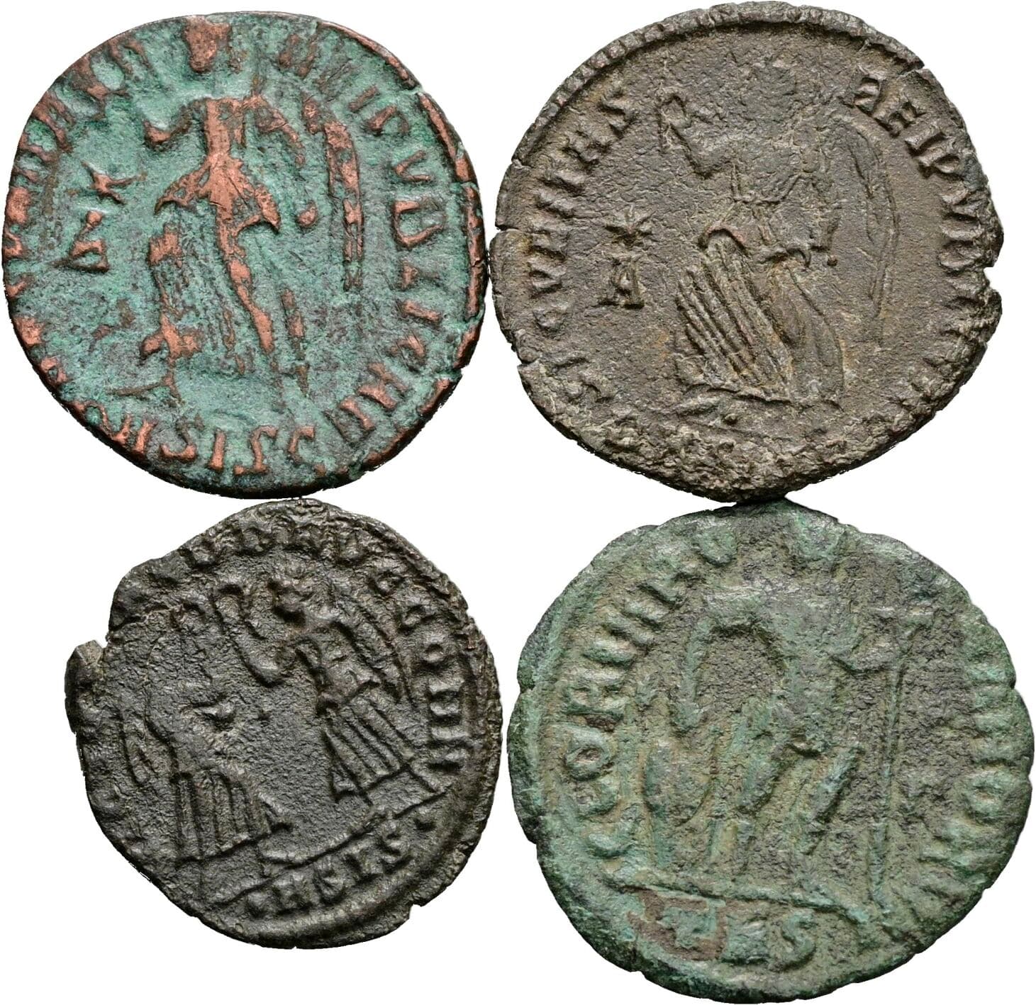 Lot 4 Stück spätrömische Bronzemünzen – Rückseite