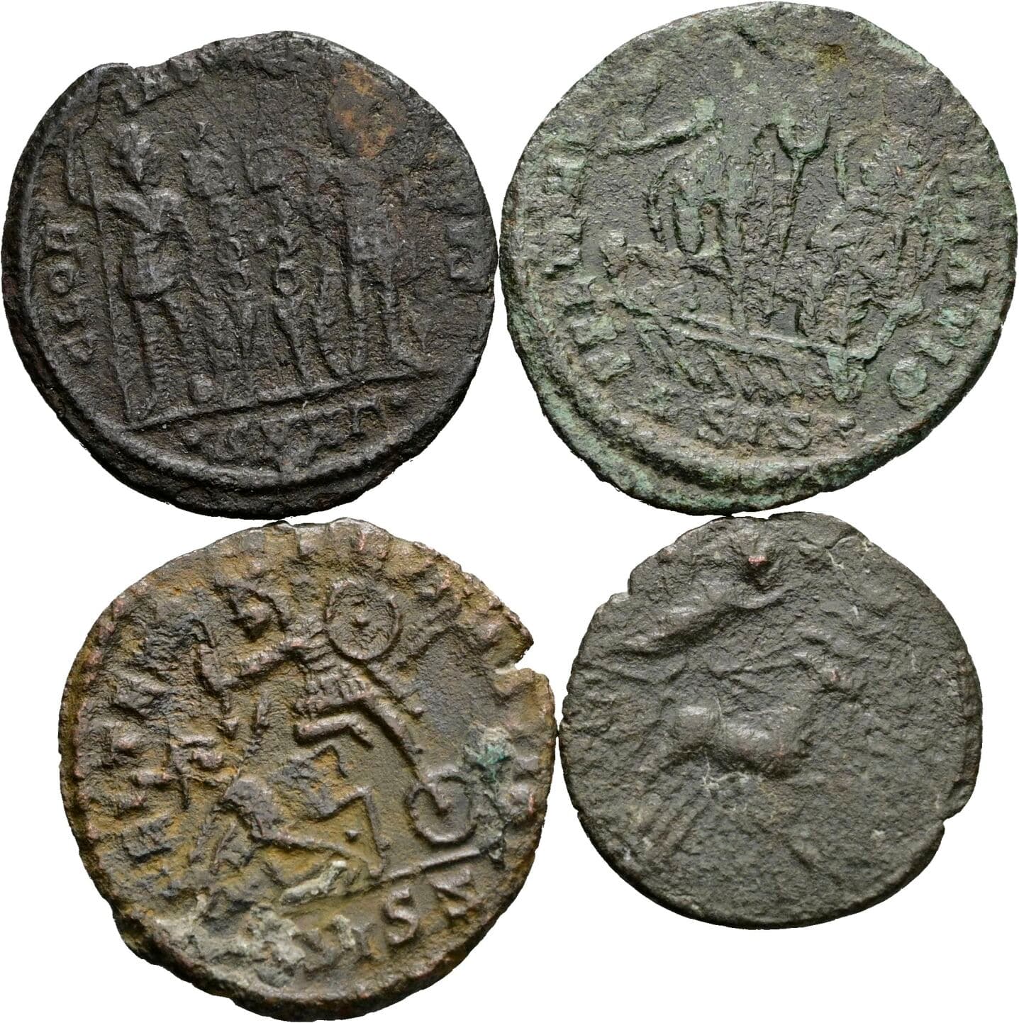 Lot 4 Stück spätrömische Bronzemünzen