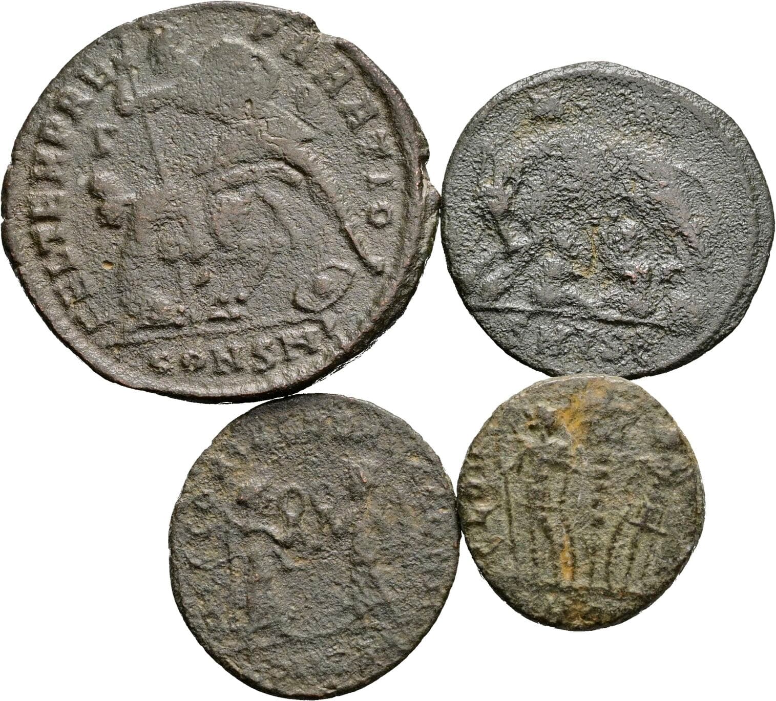 Lot 4 Stück spätrömische Bronzemünzen