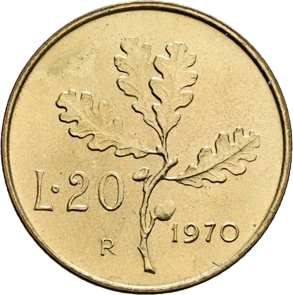 20 Lire 1970 – Rückseite