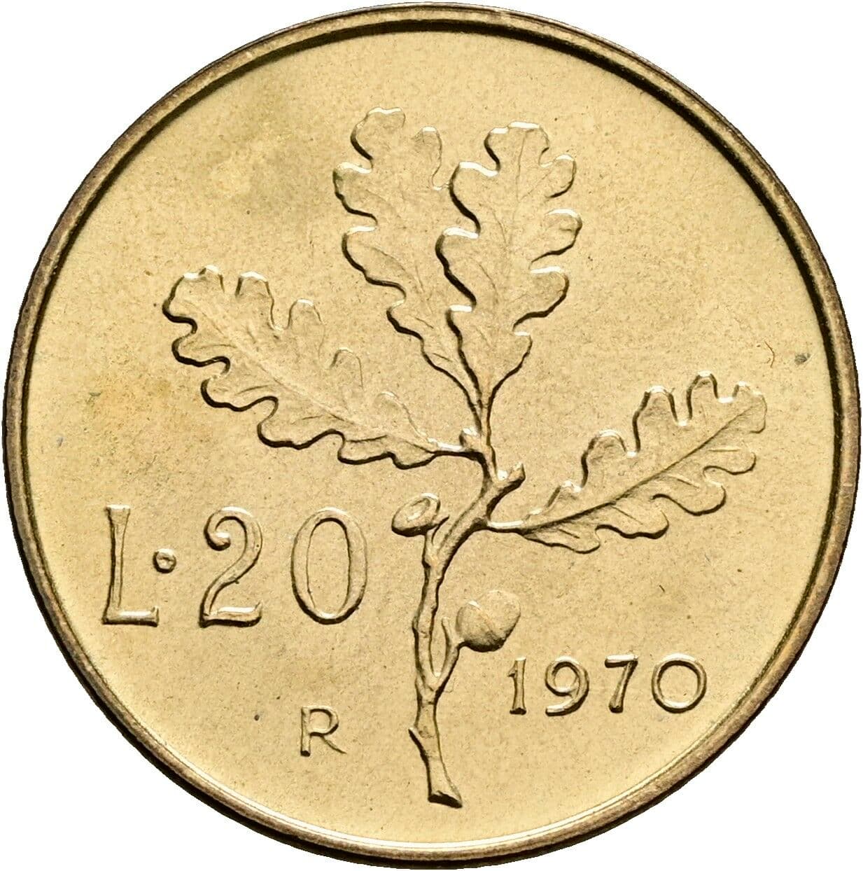 20 Lire 1970 – Rückseite