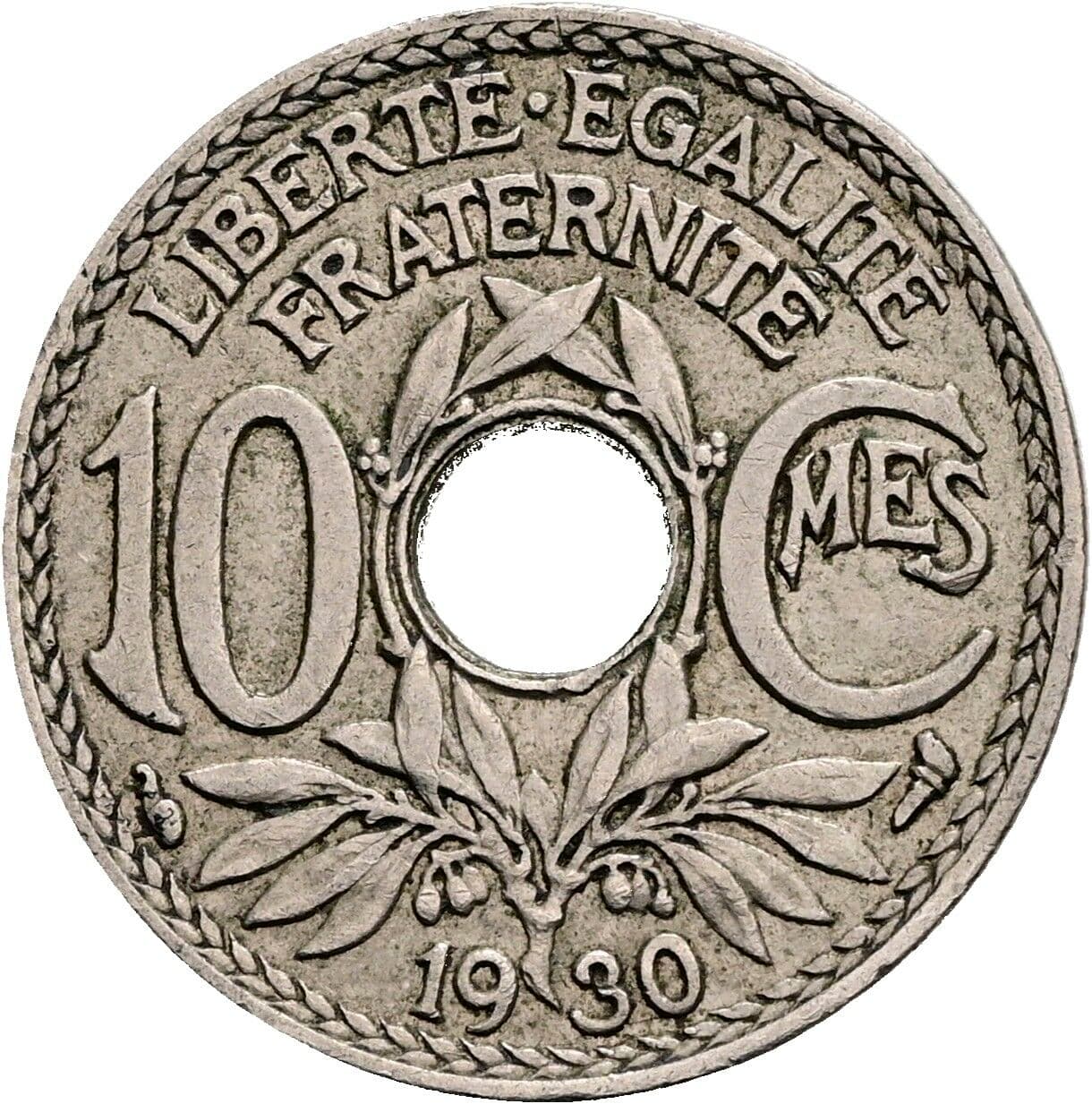 10 Centimes 1930 – Rückseite
