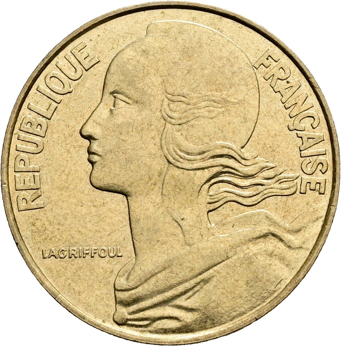 20 Centimes 1990 – Rückseite