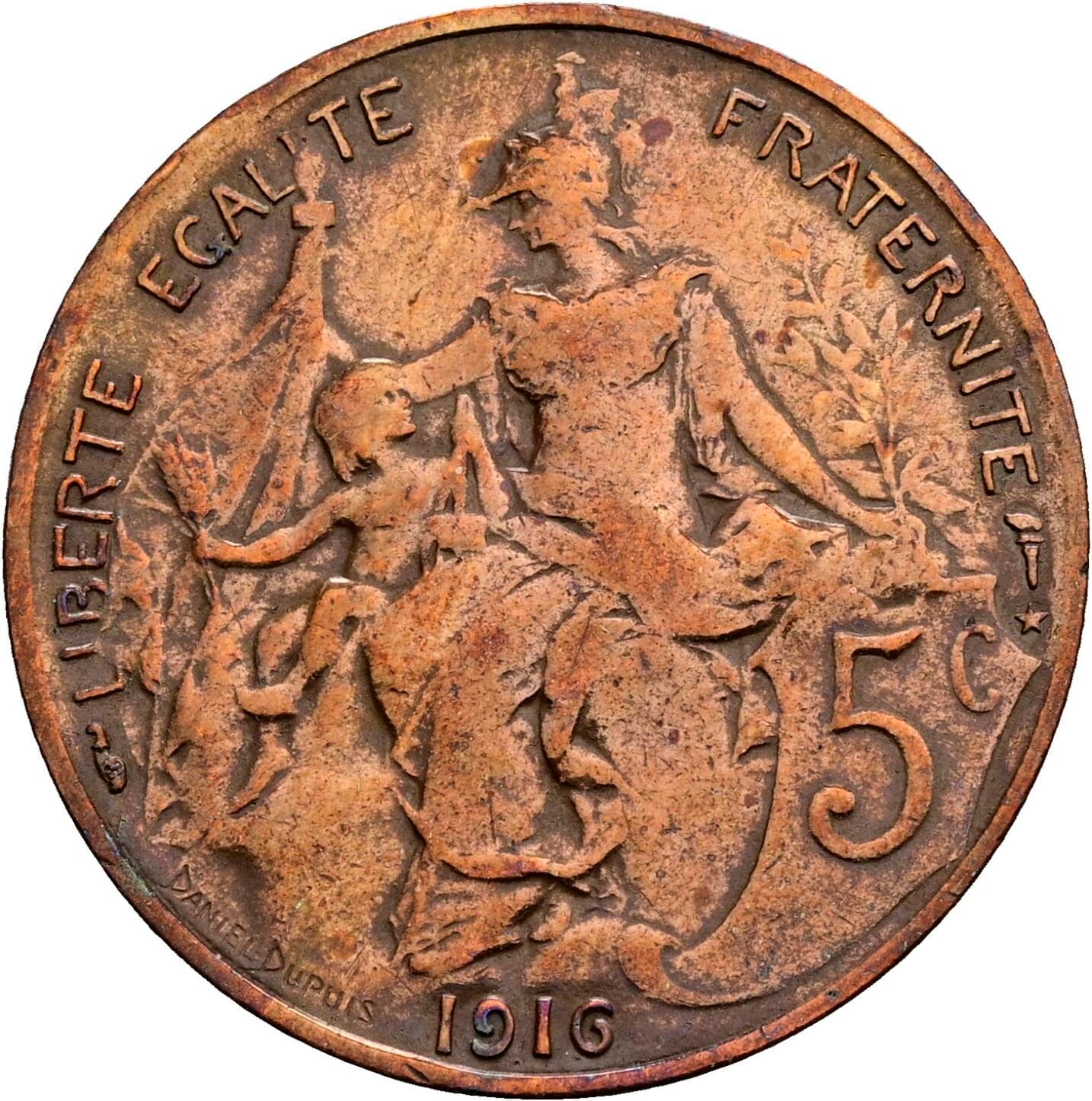 5 Centimes 1916 – Rückseite