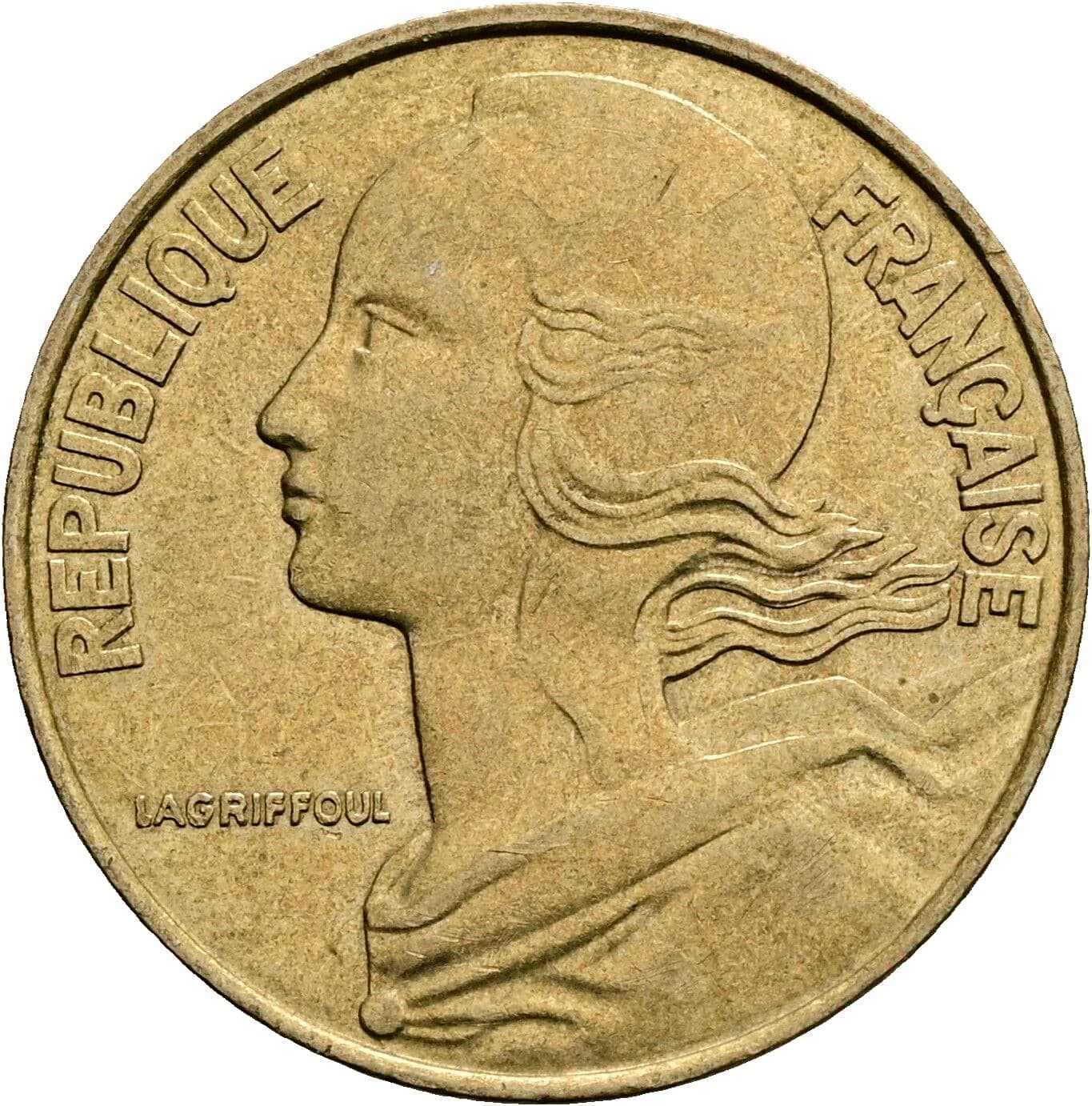 20 Centimes 1987 – Rückseite