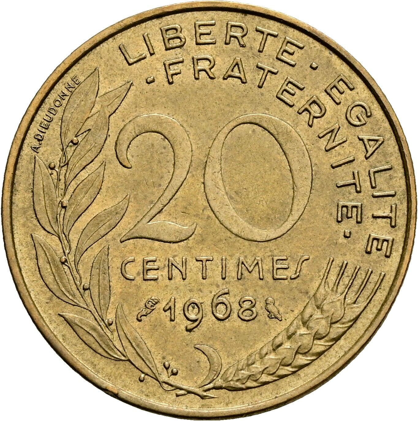 20 Centimes 1968 – Vorderseite