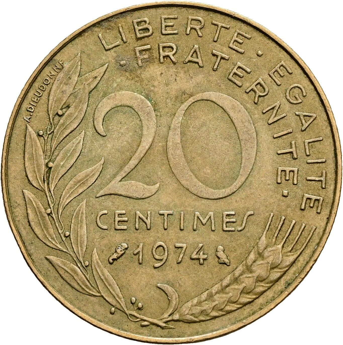 20 Centimes 1974 – Vorderseite