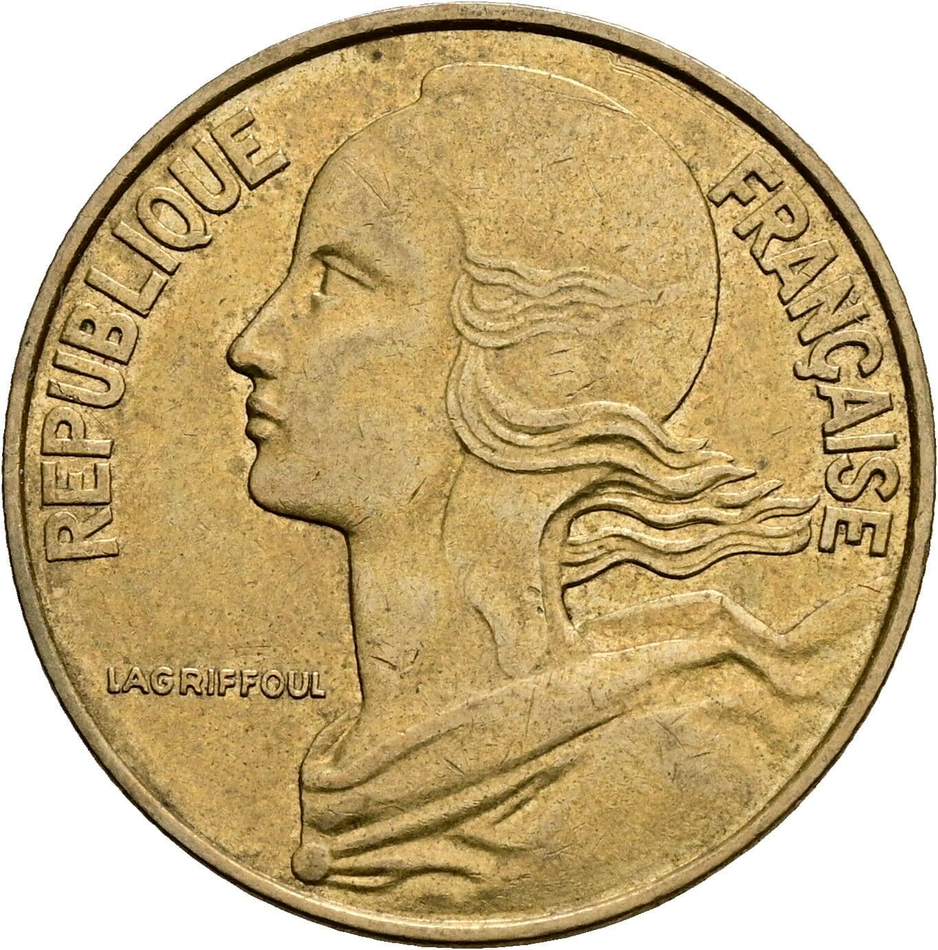 20 Centimes 1968 – Rückseite
