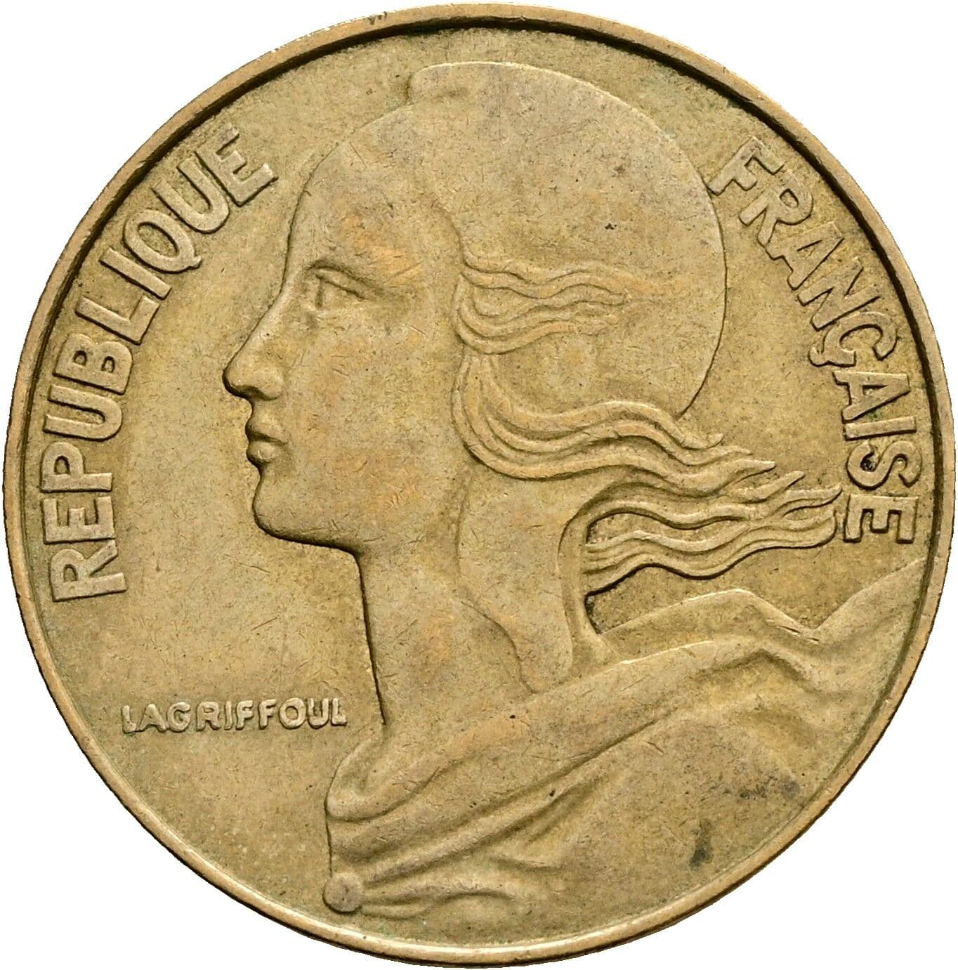 20 Centimes 1974 – Rückseite