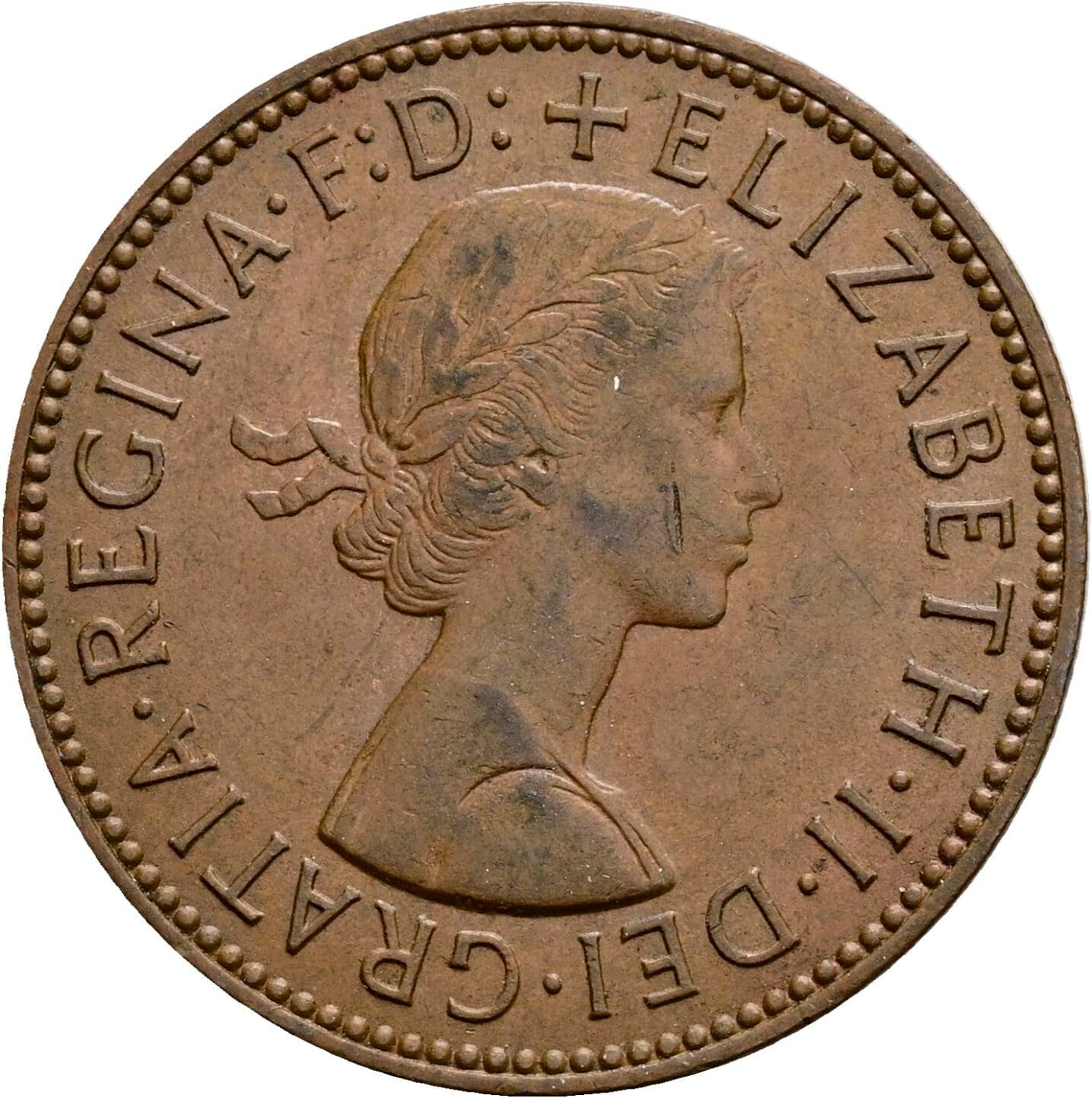 Half Penny Elisabeth II. 1952-2022 1964 – Vorderseite
