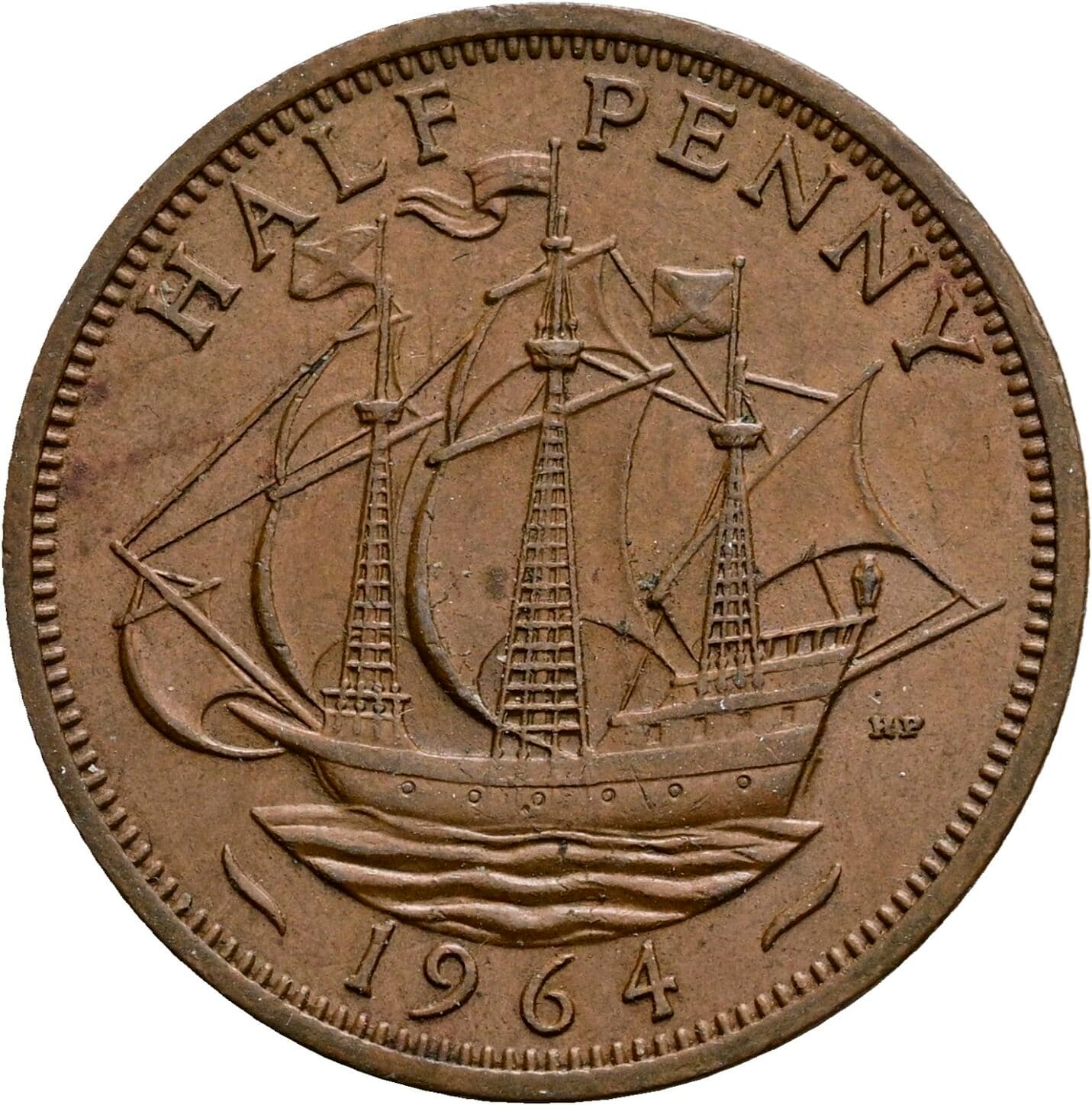 Half Penny Elisabeth II. 1952-2022 1964 – Rückseite