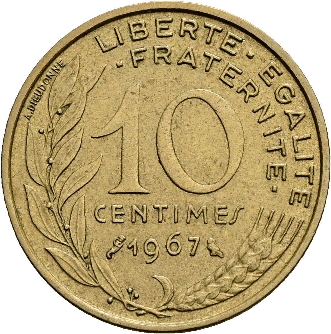 10 Centimes 1967 – Rückseite