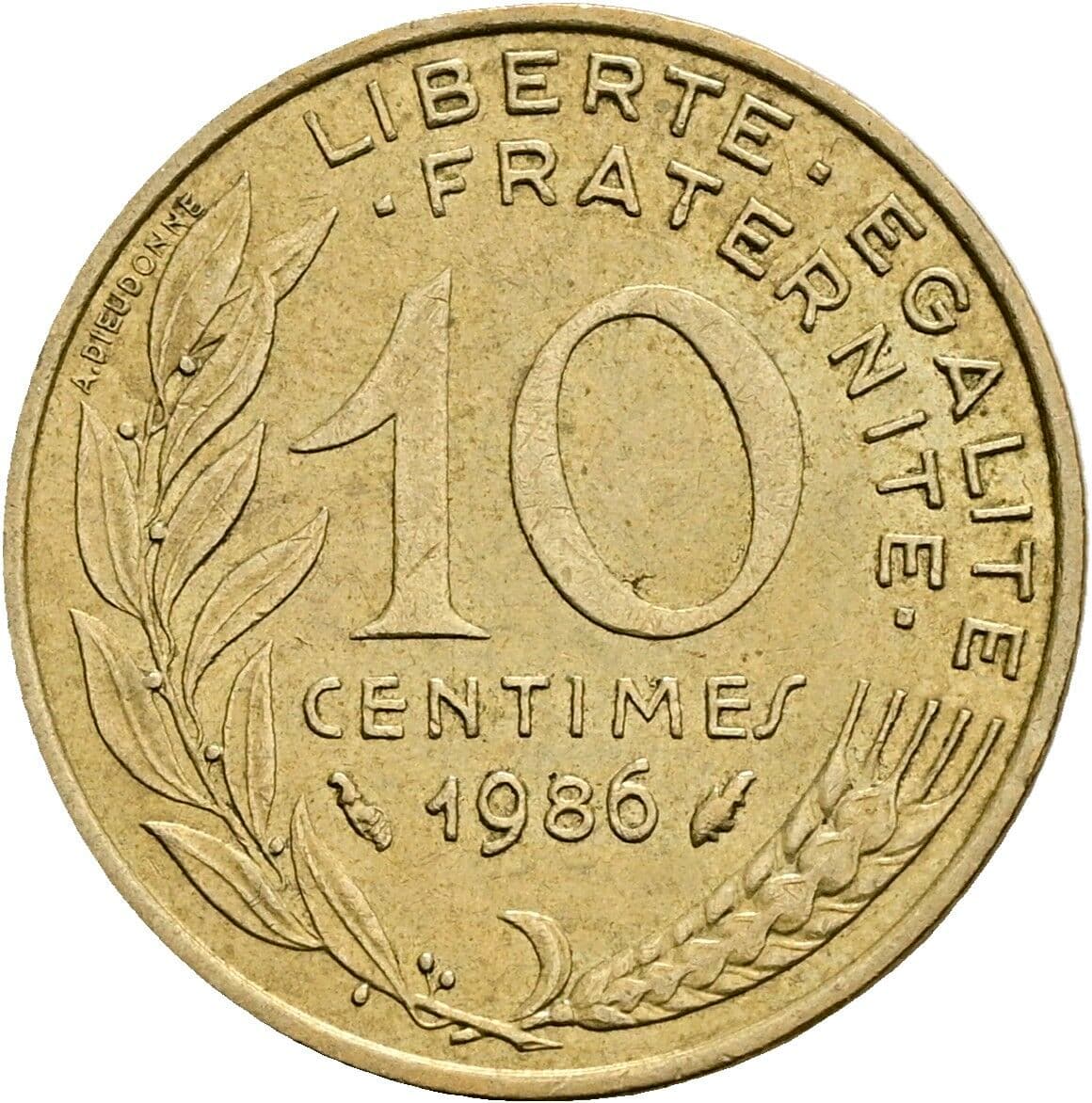 10 Centimes 1986 – Rückseite