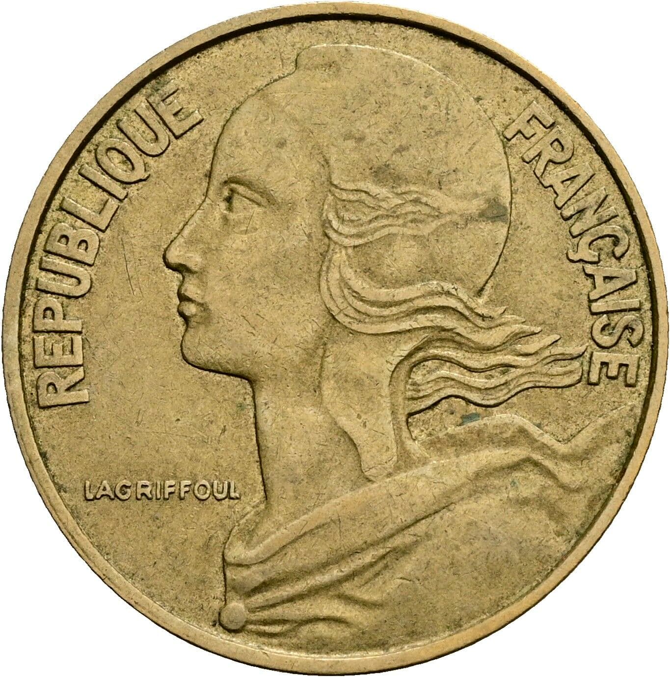 20 Centimes 1963 – Rückseite