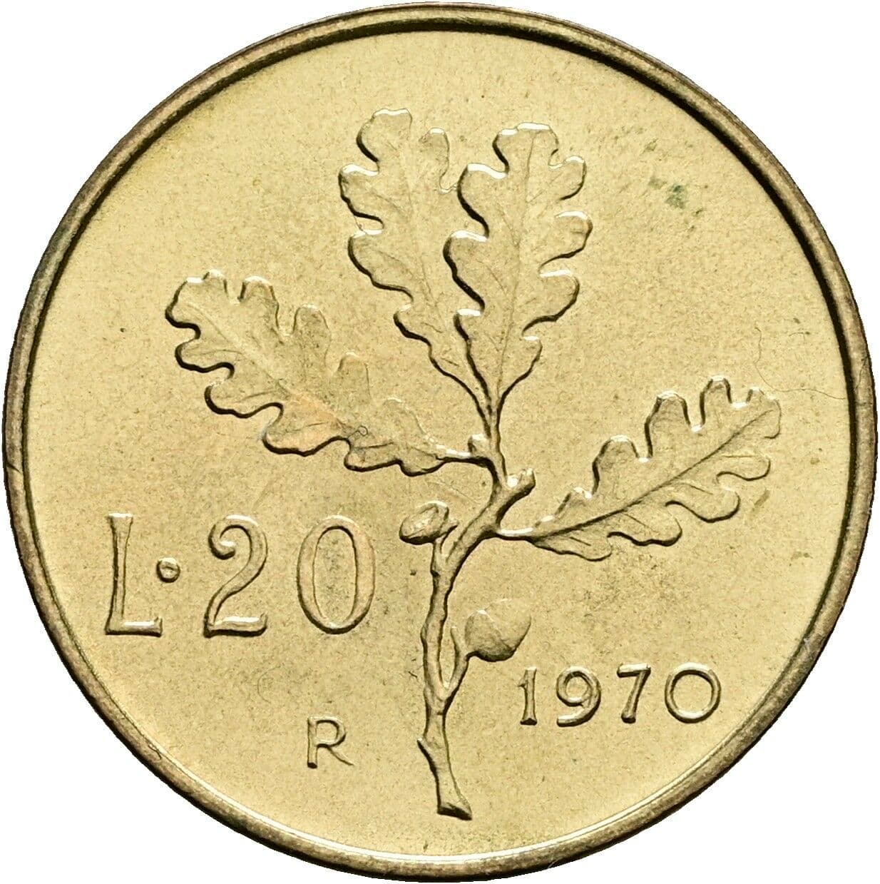 20 Lire 1970 – Rückseite