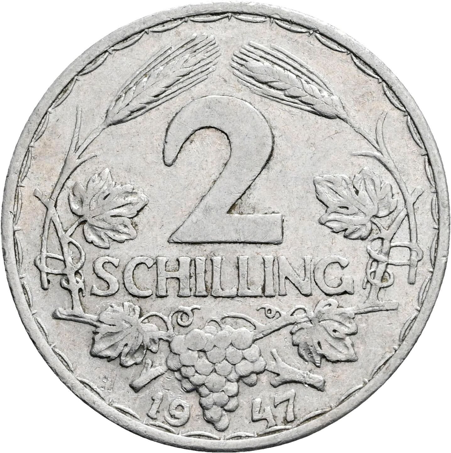 2 Schilling 1947 – Vorderseite
