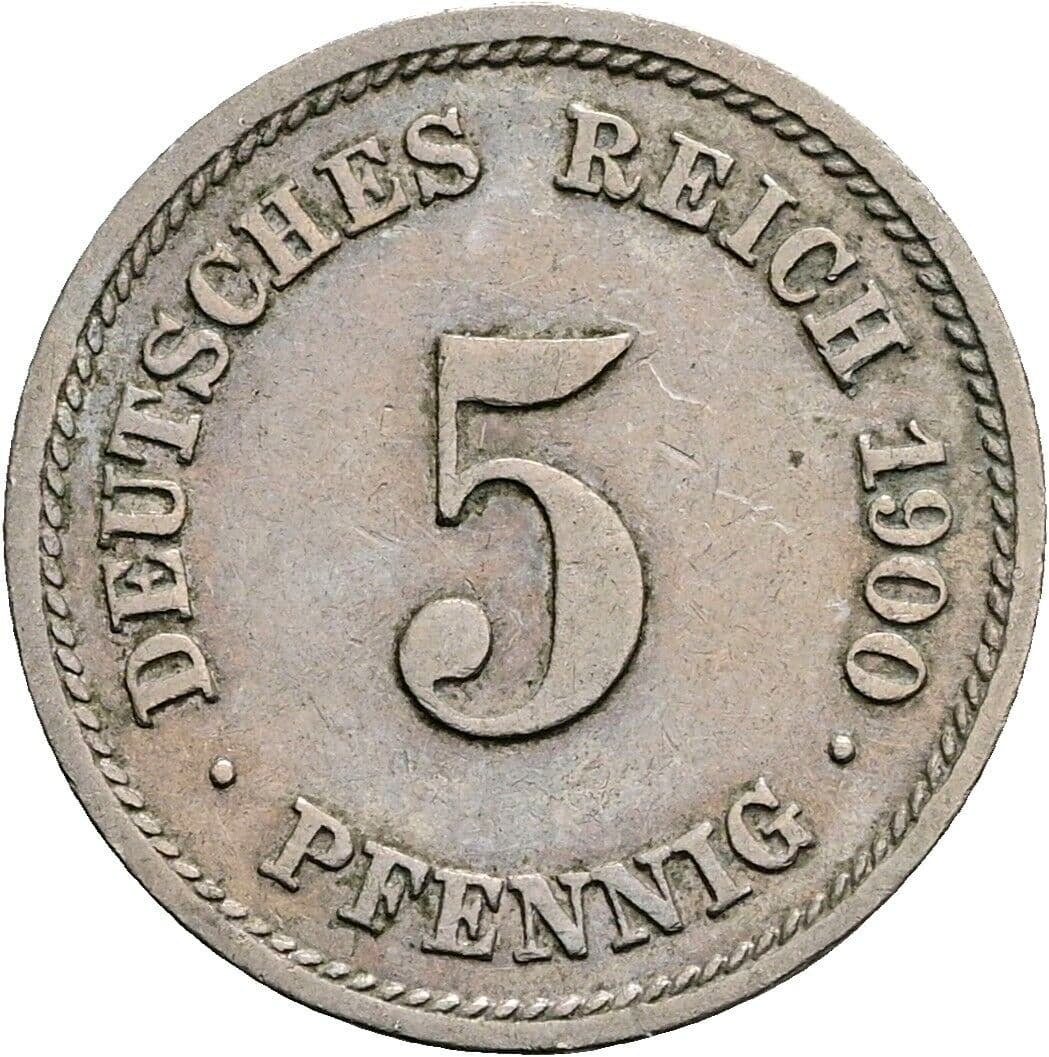 5 Pfennig 1900 F – Vorderseite