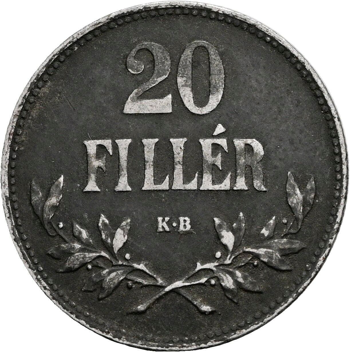 20 Filler Franz Joseph I. 1848-1916 1916 KB, Kremnitz – Vorderseite