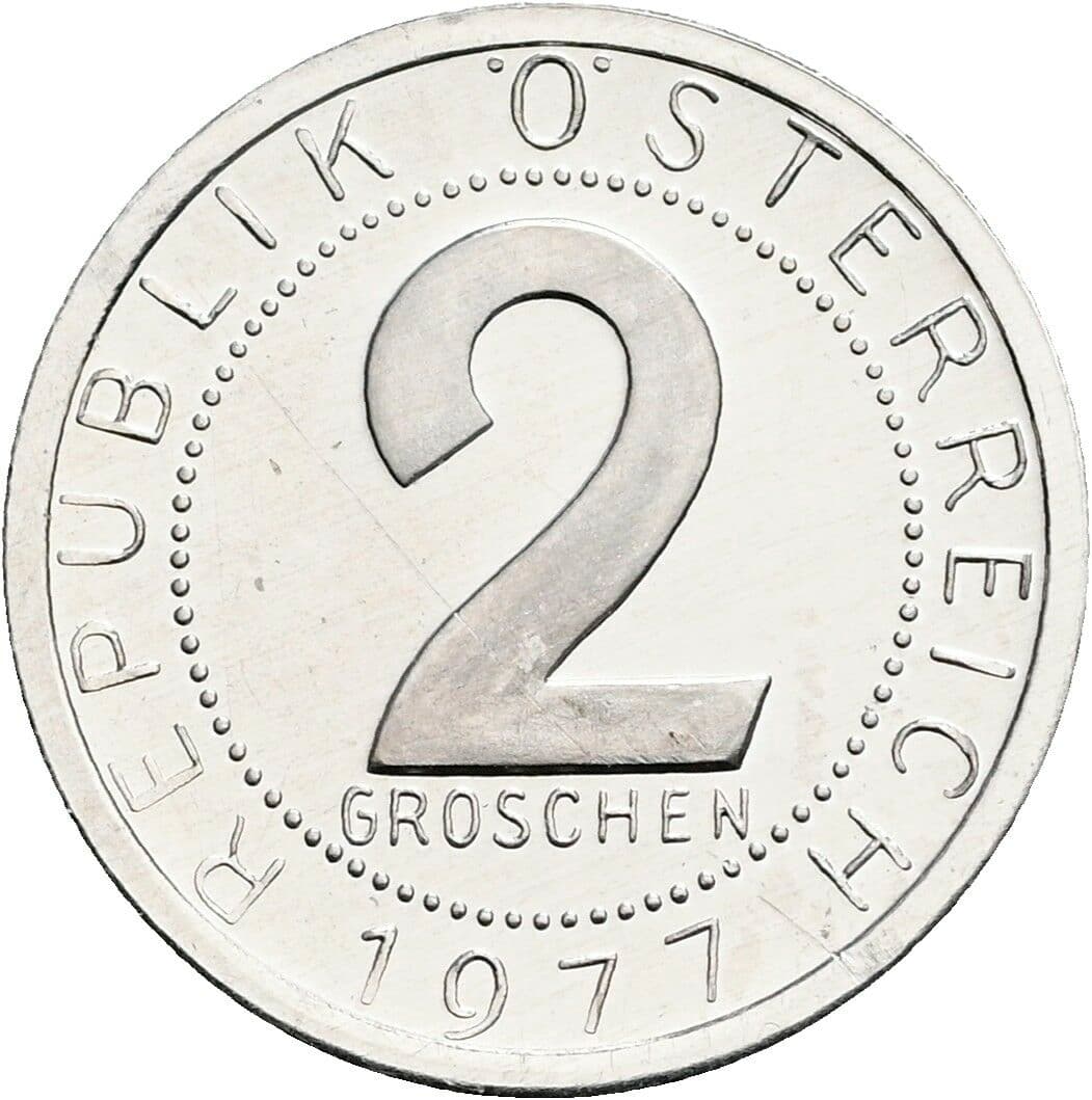 2 Groschen 1977 – Vorderseite