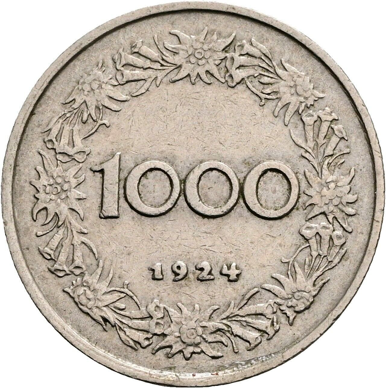 1000 Kronen 1924 – Rückseite
