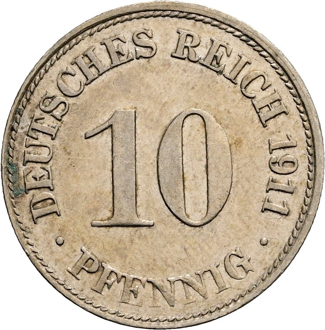 10 Pfennig 1911 D – Vorderseite