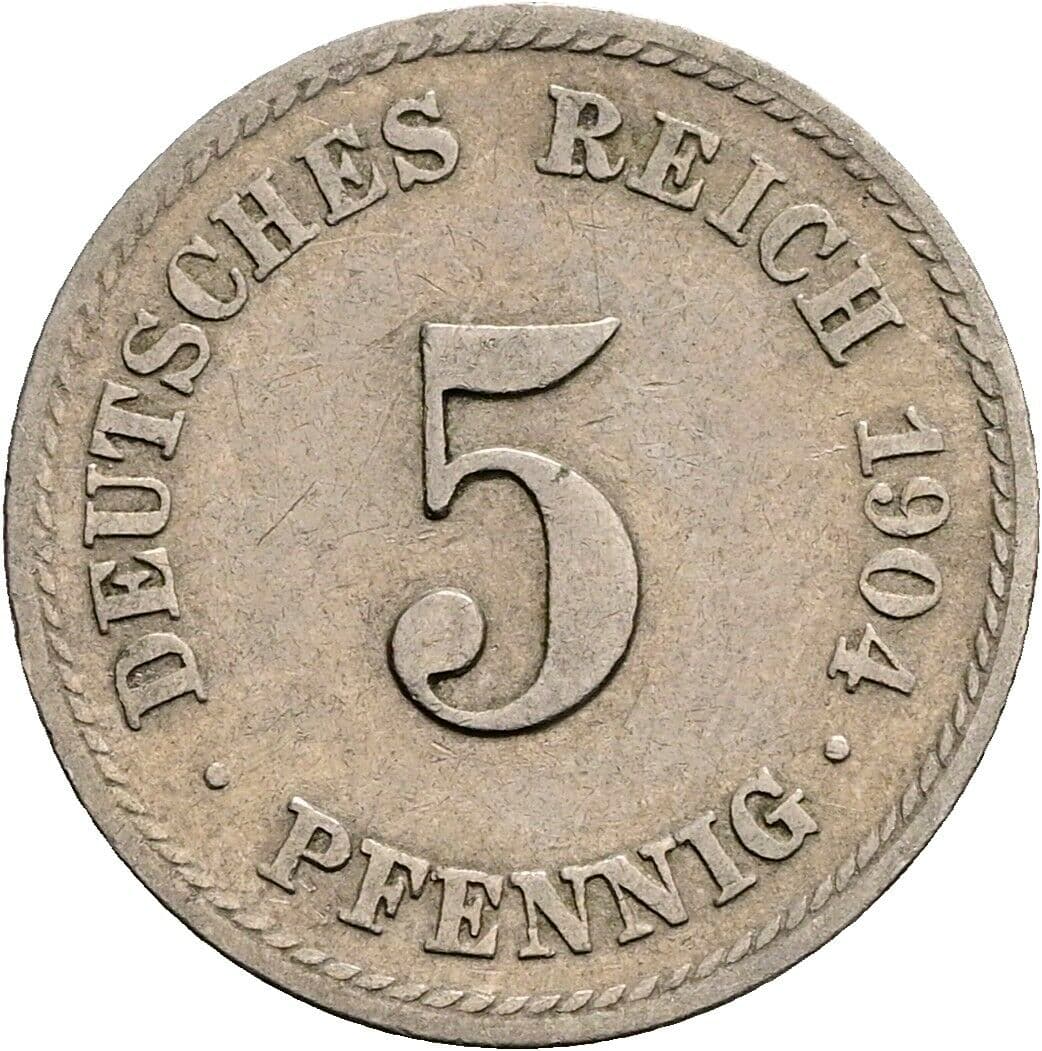 5 Pfennig 1904 F – Vorderseite