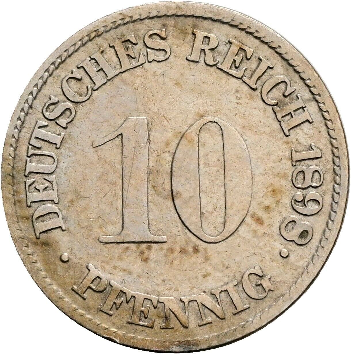 10 Pfennig 1898 G – Vorderseite
