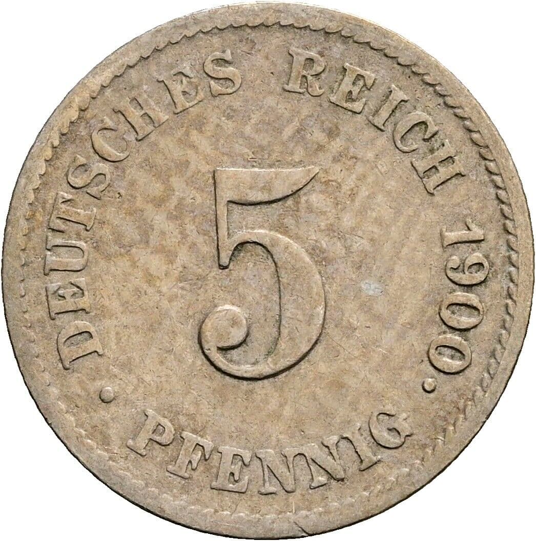 5 Pfennig 1900 J – Vorderseite