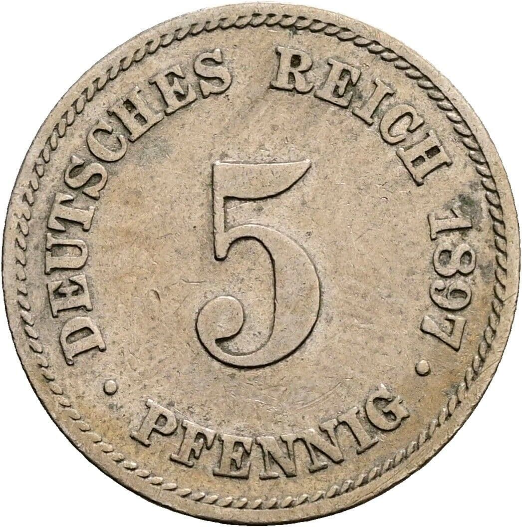 5 Pfennig 1897 E – Vorderseite