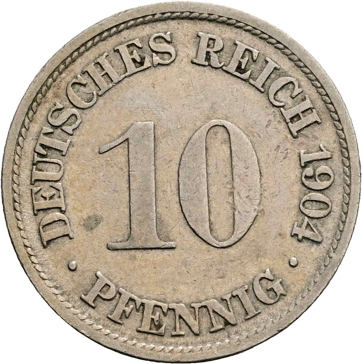 10 Pfennig 1904 F – Vorderseite