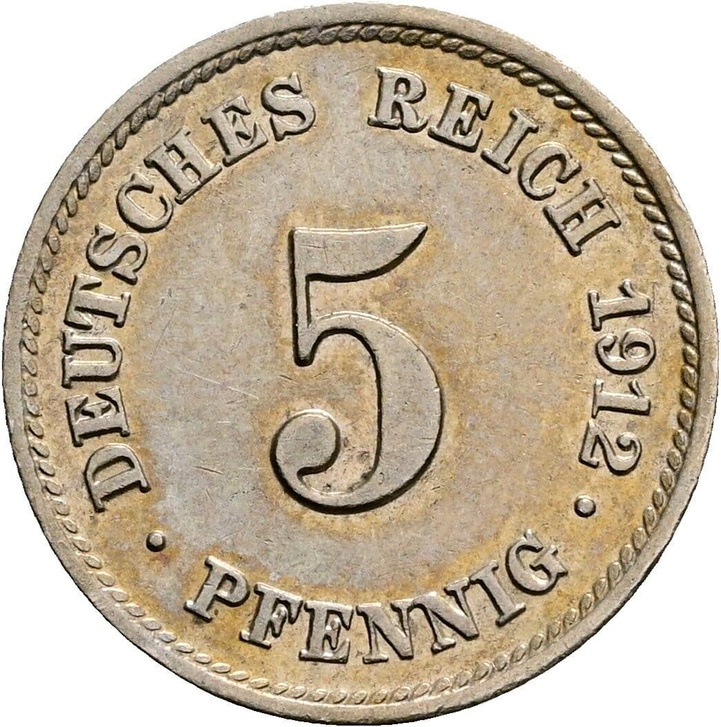 5 Pfennig 1912 E – Vorderseite