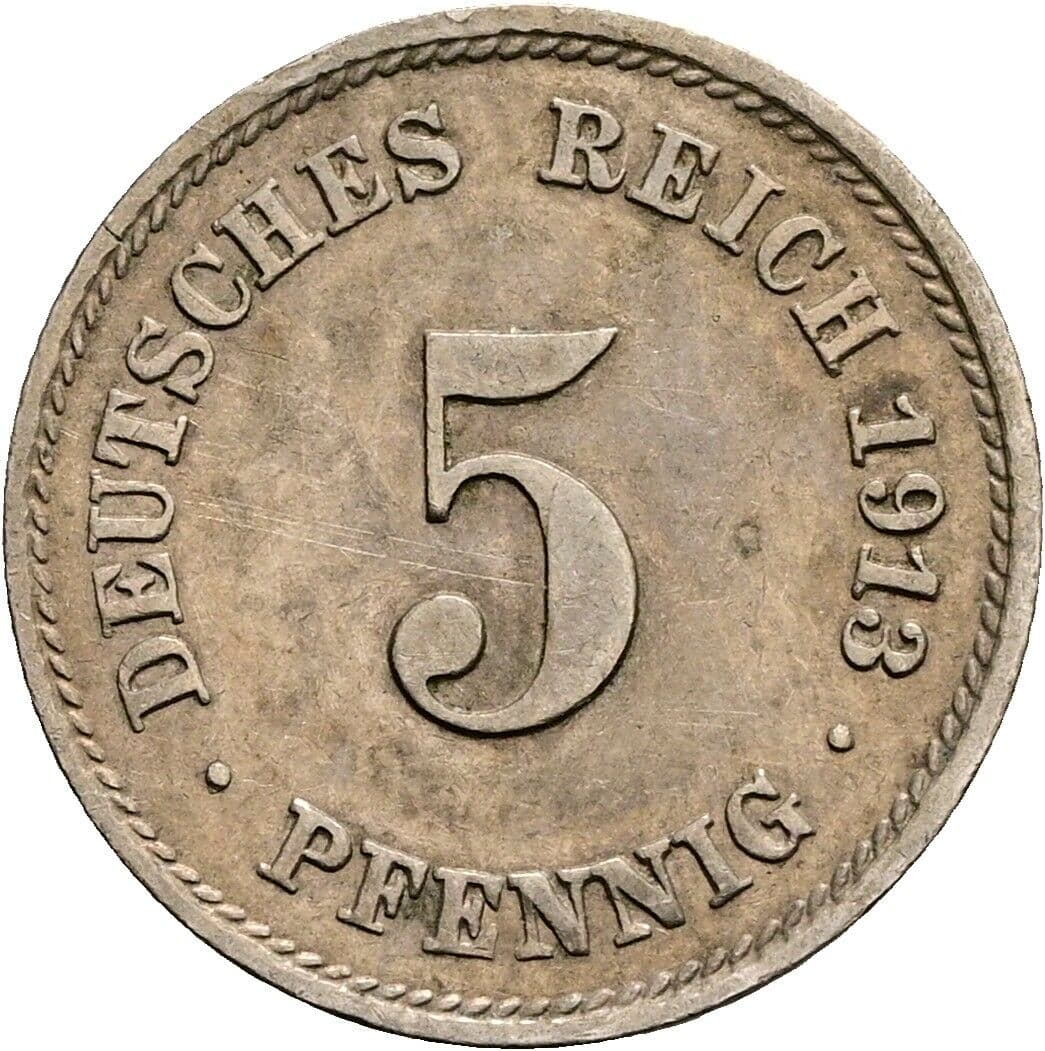 5 Pfennig 1913 F – Vorderseite