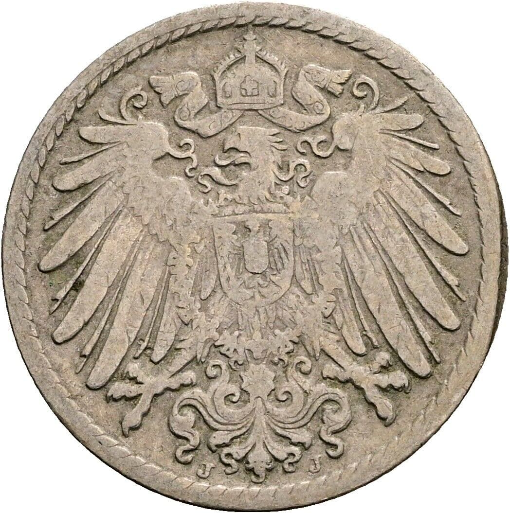 5 Pfennig 1900 J – Rückseite