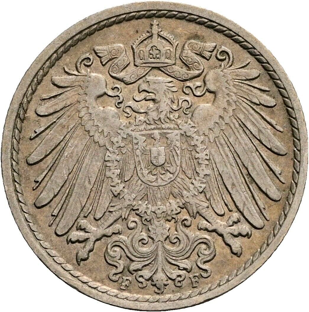 5 Pfennig 1913 F – Rückseite