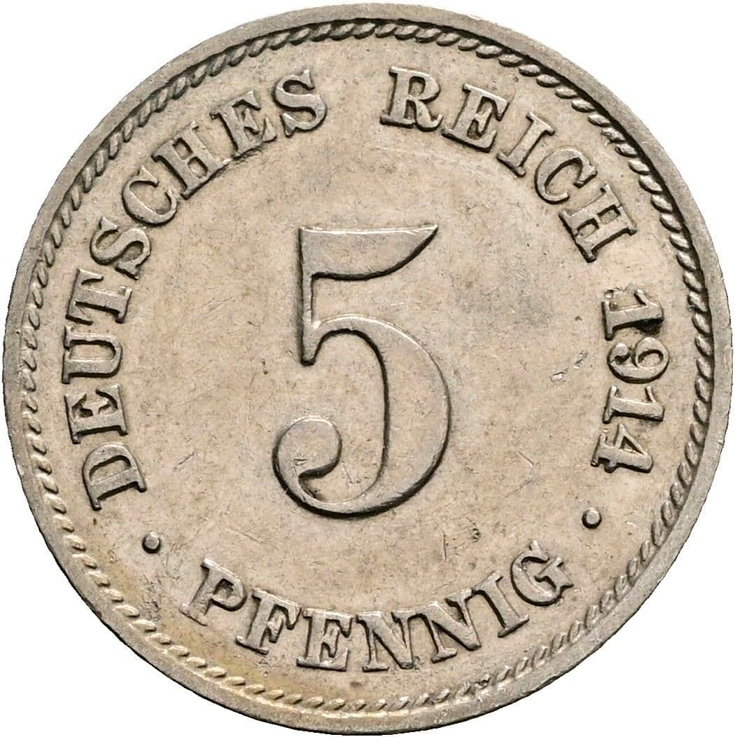 5 Pfennig 1914 J – Vorderseite